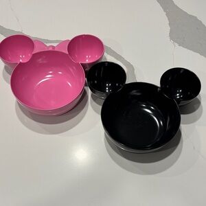 Mickey & Minnie Mouse Pink & Black Dip & Chip Bowl Set…8 In. Chip & 4 In Dip